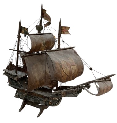 Lot 275 - A modern scratch-built model of a ship, height...