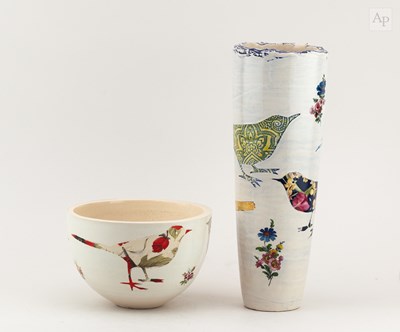 Lot 373 - LEE PAGE HANSON; a tall earthenware vase...