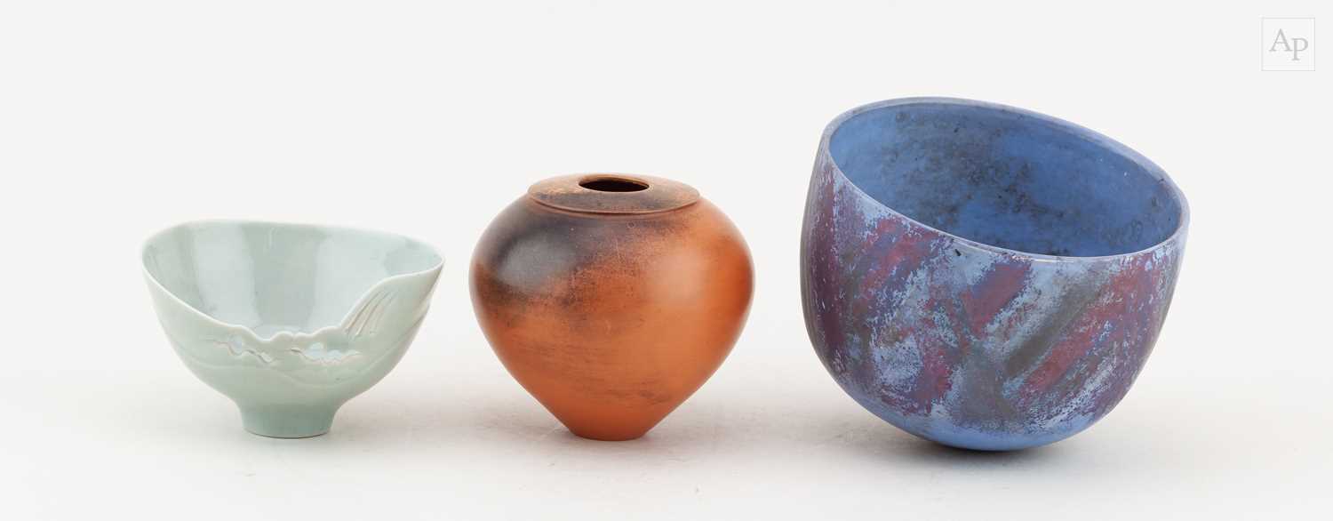 Lot 31 - ANNE JAMES (born 1937); a raku bowl with...