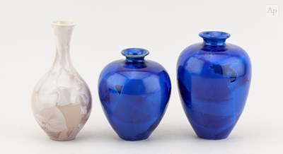 Lot 718 - Two porcelain vases covered in dark blue...