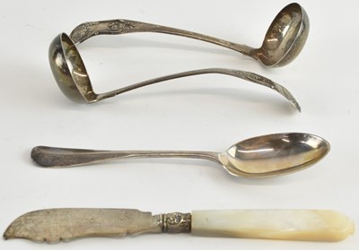 Lot 1193 - A pair of William IV hallmarked silver ladles,...
