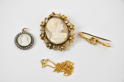 Lot 83 - A Victorian yellow metal filigree mounted...