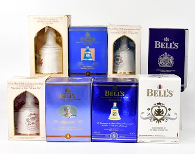 Lot 1036 - Eight Bell's commemorative whisky decanters,...