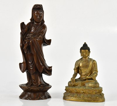Lot 2346 - A brass seated Buddha, height 40cm, and a...
