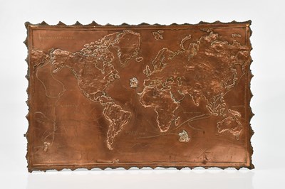 Lot 1482 - A 20th century copper raised relief map, 32 x...