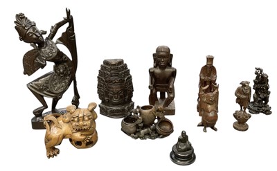 Lot 1023 - A collection of ten assorted Oriental hardwood...