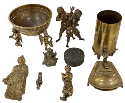 Lot 1014 - A Japanese Meiji period bronze of two...