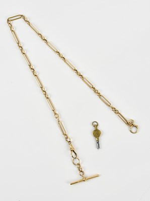 Lot 496 - A yellow metal trombone link Albert chain...