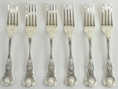 Lot 1092 - A set of six George IV hallmarked silver Kings...