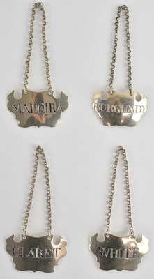 Lot 1110 - Four 18th/19th century silver decanter labels,...