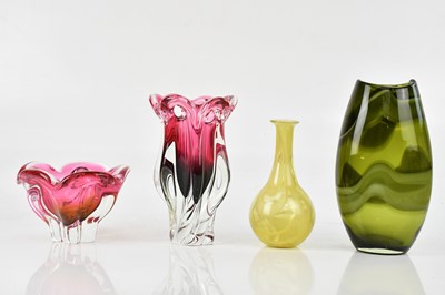 Lot 2378 - Three contemporary Art Glass vases including a...