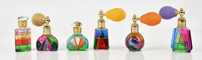 Lot 2370 - Six Venetian glass scene bottles with...