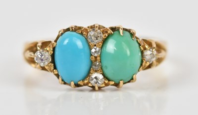 Lot 459 - A Victorian yellow metal turquoise and diamond...