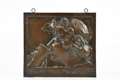 Lot 149 - An Art Nouveau bronzed plaque depicting a...