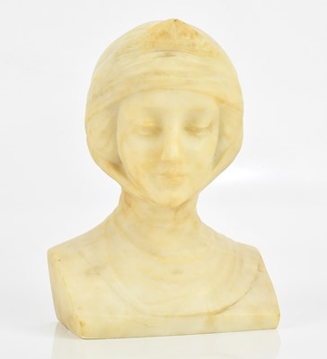 Lot 59 - An Art Nouveau carved alabaster of a maiden...