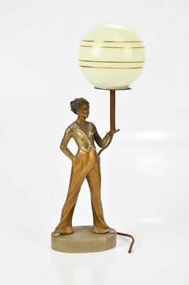 Lot 145 - An Art Deco bronzed spelter desk lamp...