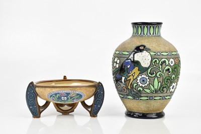 Lot 582 - AMPHORA; an Arts & Crafts footed bowl...