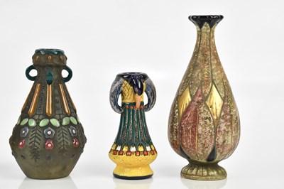 Lot 562 - AMPHORA; three art pottery vases including a...