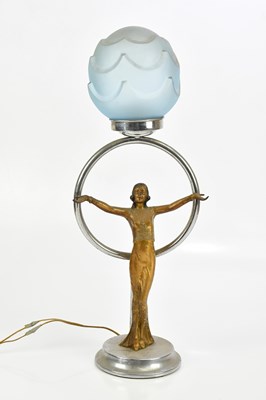 Lot 71 - An Art Deco bronzed spelter and chrome figural...