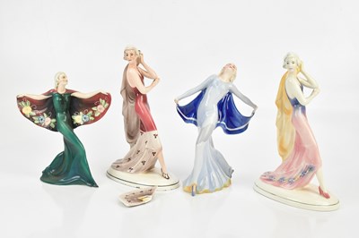Lot 551 - KATZHUTTE; four Art Deco porcelain figures...