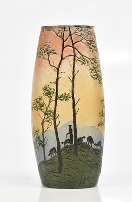 Lot 205 - LEGRAS; a French Art Deco cameo glass vase,...