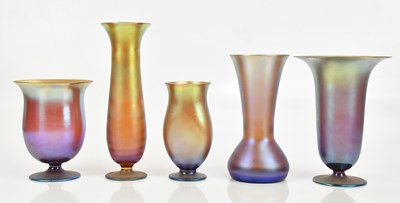 Lot 248 - WMF MYRA; five art glass vases, the taller...