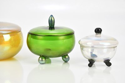 Lot 220 - LOETZ; four art glass powder bowls and covers,...