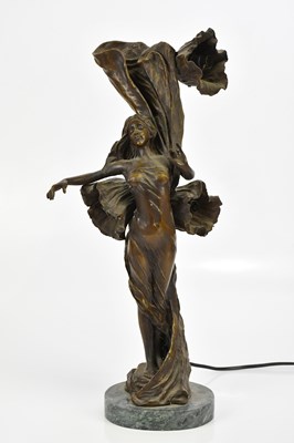 Lot 41 - An Art Nouveau style bronze table lamp,...