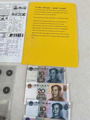 Lot 574 - A small group of coins and banknotes...