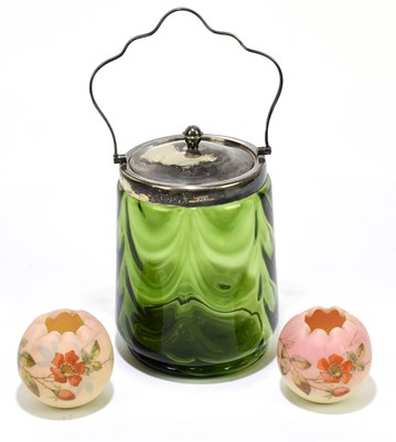 Lot 480 - An early 20th century green glass biscuit...