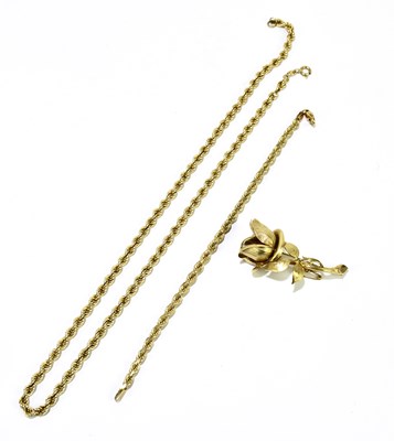 Lot 1340 - A 9ct yellow gold rope twist necklace, length...