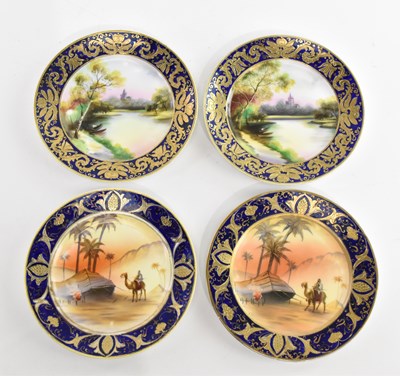 Lot 2558 - NORITAKE; four hand painted cabinet plates,...
