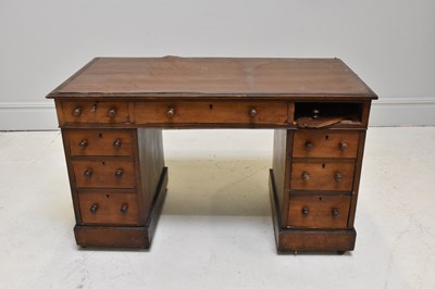 Lot 1265 - A Victorian mahogany and oak veneered pedestal...