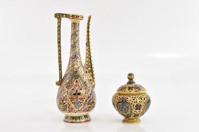 Lot 2559 - FISCHER BUDAPEST; an art pottery reticulated...