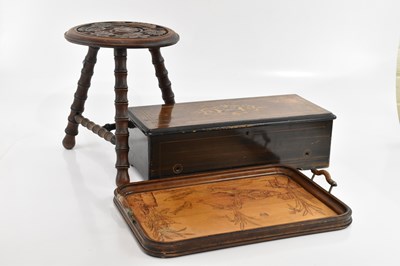 Lot 1493 - A 19th century inlaid rosewood music box...