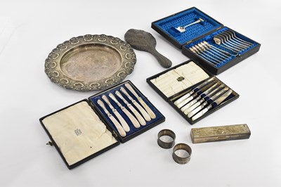 Lot 1587 - Two hallmarked silver napkin rings and a small...