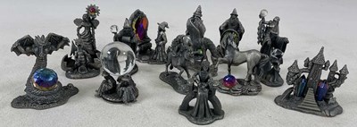 Lot 86 - A group of crystal and pewter mystical figures,...