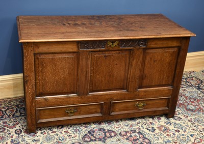 Lot 2965 - A late 18th century and later oak coffer with...