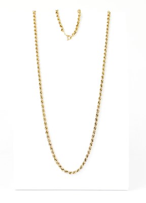 Lot 1452 - A 9ct yellow gold ropetwist necklace, length...