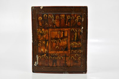 Lot 1309 - An icon wooden panel, with later painted and...
