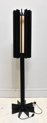 Lot 1807 - A modern black painted floor lamp, height 185cm.