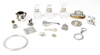 Lot 690 - Various silver and white metal novelty items,...