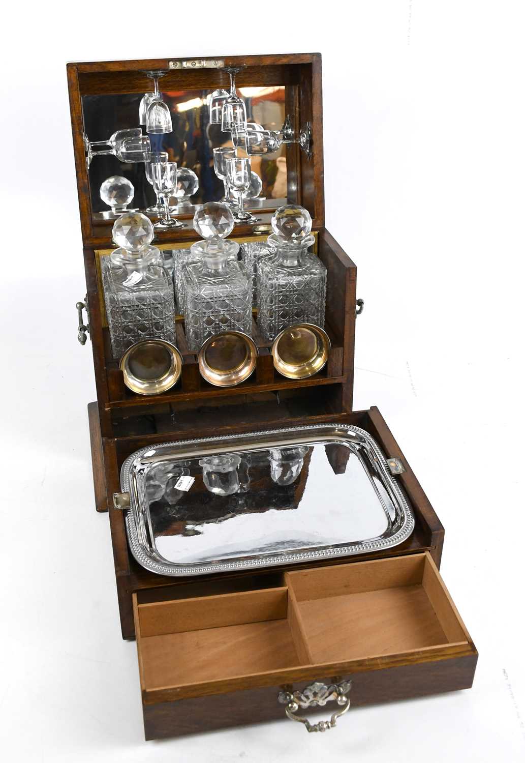Lot 39 - A late Victorian oak decanter box, the hinged