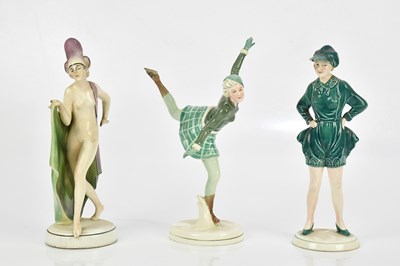 Lot 108 - KATZHUTTE; three Art Deco porcelain figures...