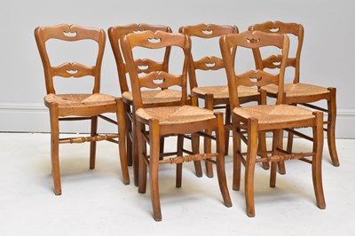 Lot 1185 - A set six French provincial rush seated...