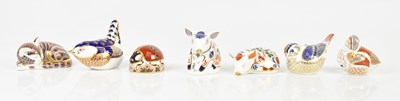 Lot 2435 - ROYAL CROWN DERBY; seven animal form...