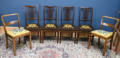 Lot 2853 - A set of four Edwardian inlaid mahogany...