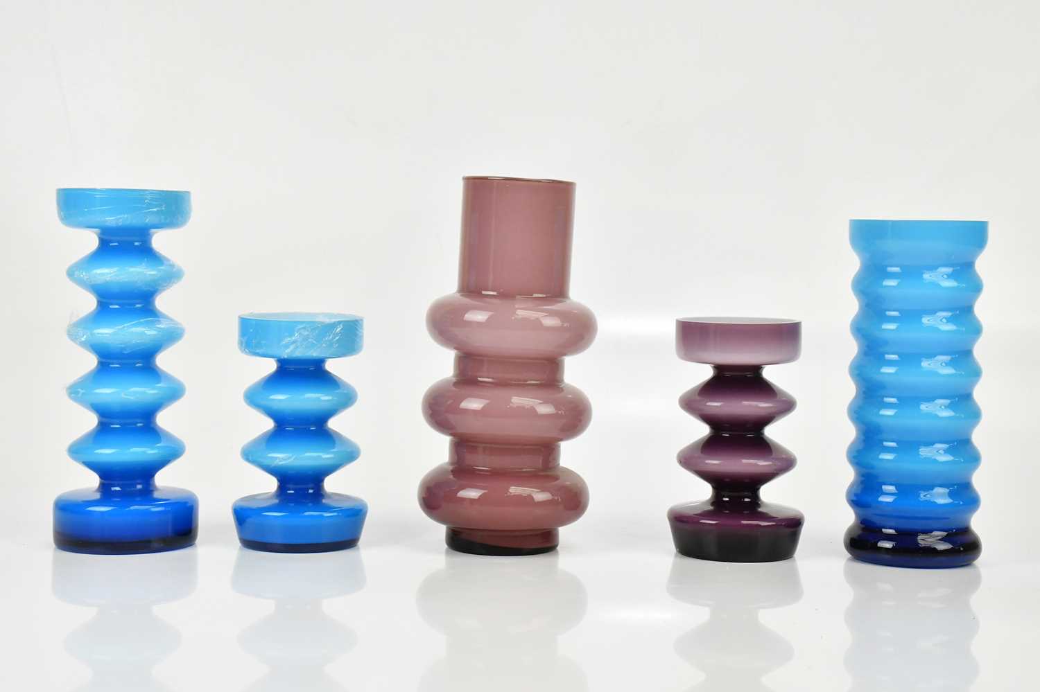Lot 271 - Five contemporary Scandinavian art glass vases...