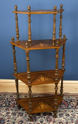 Lot 2860 - An Edwardian inlaid mahogany four tier whatnot,...