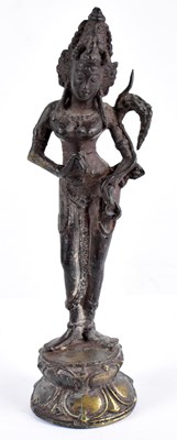 Lot 670 - A Sino-Tibetan bronzed metal figure Goddess